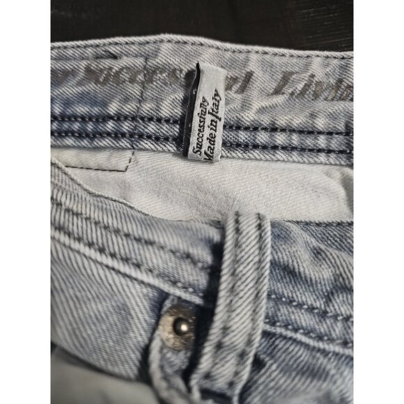 Diesel Basic Jeans Mens 33 Light Wash Straight Leg Button Fly Distressed(HL4) - Picture 8 of 13